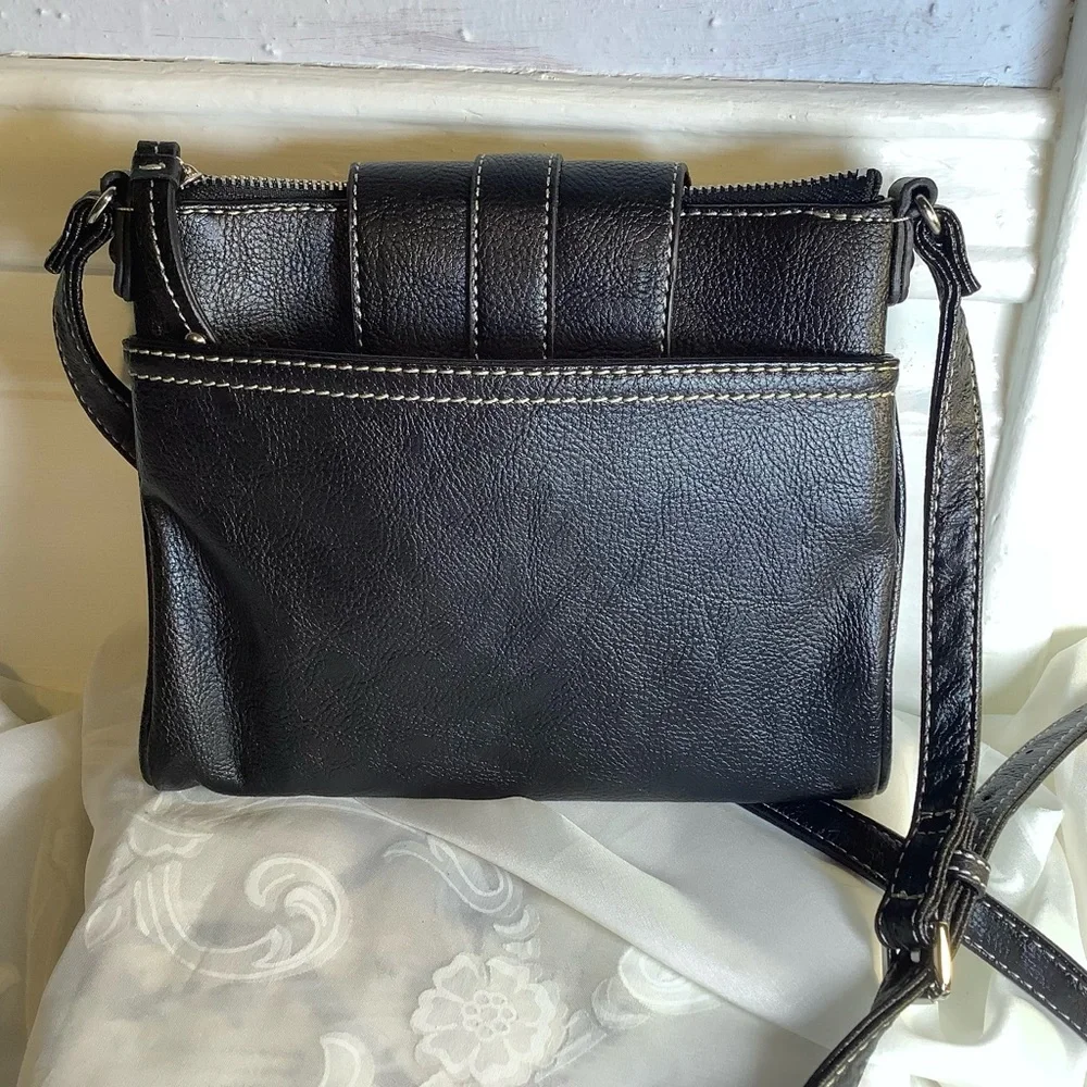 Nine West 3 Compartment Shoulder Bag Black Leopard print lined